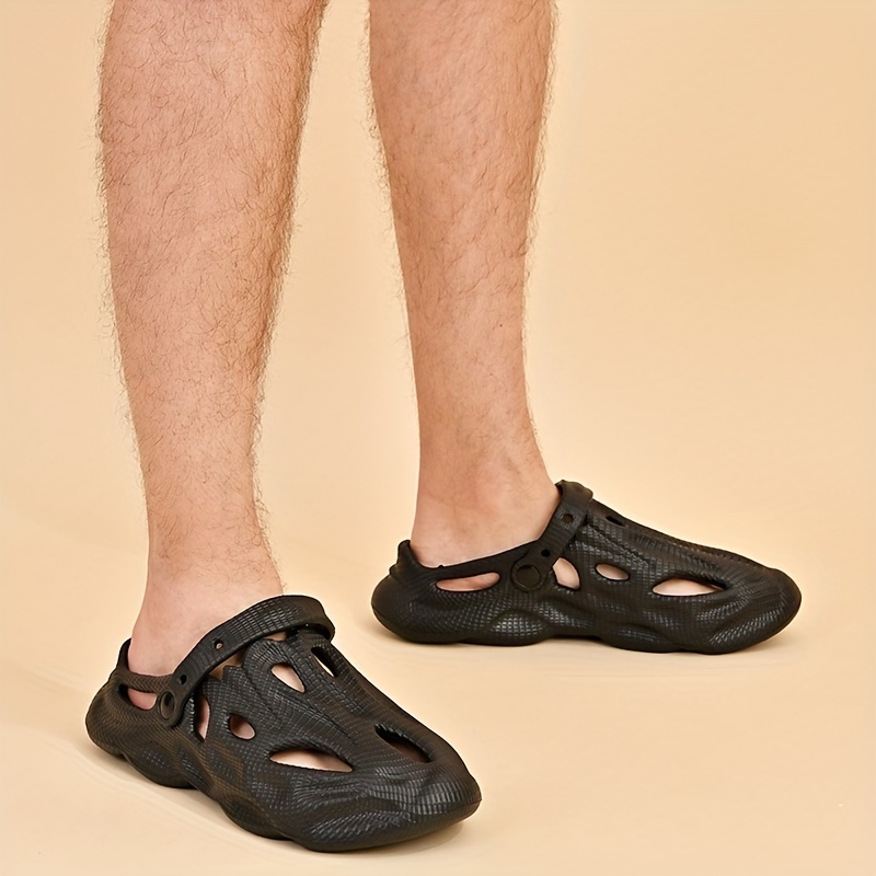 mens fashion plain color clogs anti skid closed toe slides slippers quick drying foam runners for indoor outdoor shower beach pool details 0