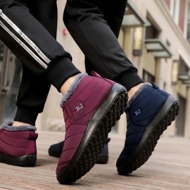 Men's Snow Boots, Warm Cozy Non-slip Ankle Boots Plush Comfy Outdoor Hiking Shoes Lined Trekking Shoes, Winter
