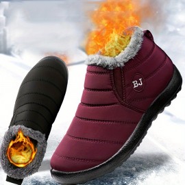 Men's Snow Boots, Warm Cozy Non-slip Ankle Boots Plush Comfy Outdoor Hiking Shoes Lined Trekking Shoes, Winter