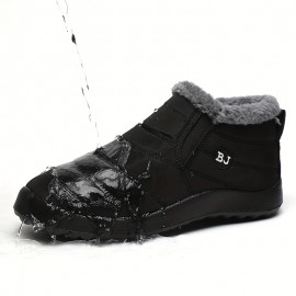 Men's Snow Boots, Warm Cozy Non-slip Ankle Boots Plush Comfy Outdoor Hiking Shoes Lined Trekking Shoes, Winter