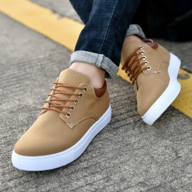 Men's Fashion Canvas Lace-Up Skate Shoes, Comfortable Sneakers, Autumn, Black/Grey/Khaki , For Halloween