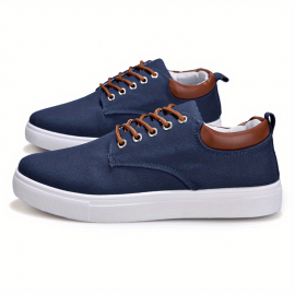 Men's Fashion Canvas Lace-Up Skate Shoes, Comfortable Sneakers, Autumn, Black/Grey/Khaki , For Halloween