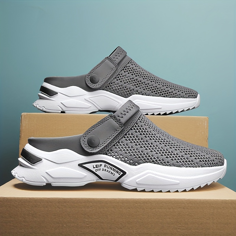 mens breathable lace free slip on knitted clog casual non slip sandals with assorted colors outdoor walking shoes for summer details 8